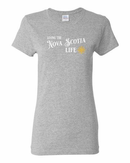 Living the Nova Scotia Life yellow Full womens-tee