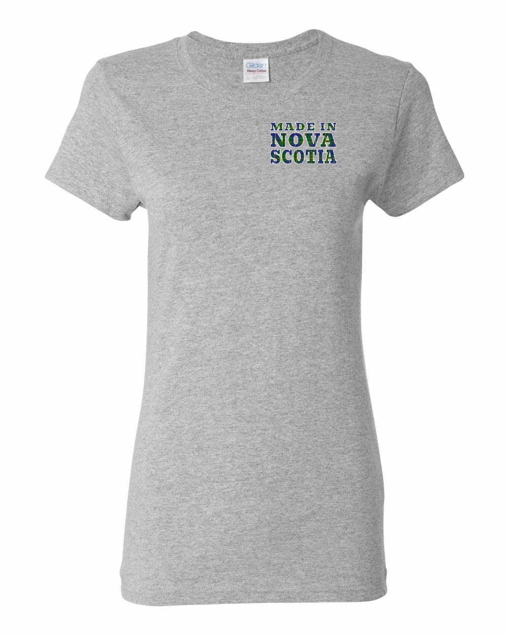 Made In Nova Scotia ( Tartan Lettering) Left Chest and Back womens-tee