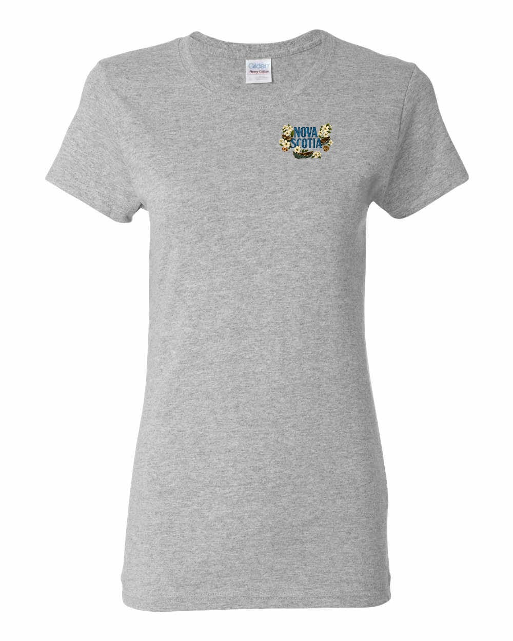 Nova Scotia Flowers Left Chest and Back womens-tee