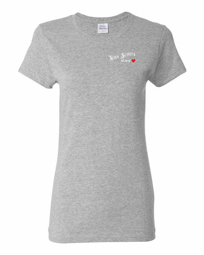 Nova Scotia Nurse Left Chest and Back womens-tee