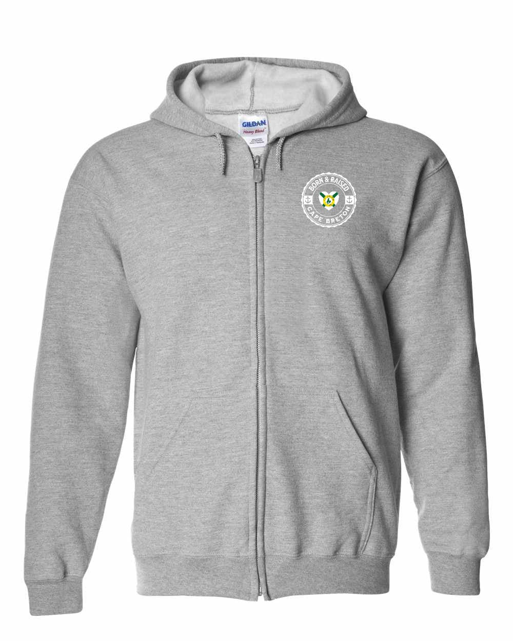 Born and Raised CB Heart Flag Left Chest & Back Zip Hoodie - Unisex