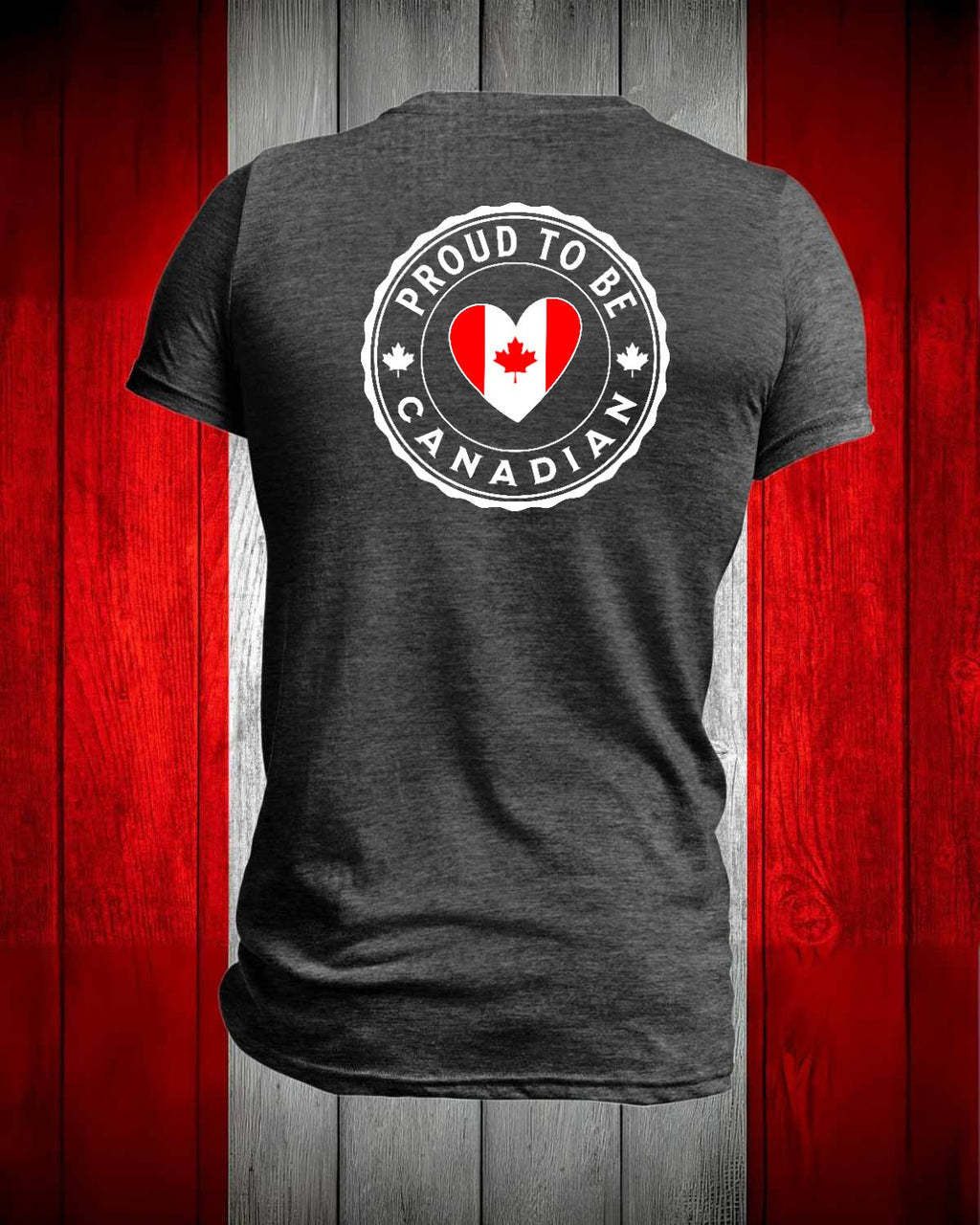 Proud to be Canadian Heart Left Chest and back Men's Stanfield's Tee