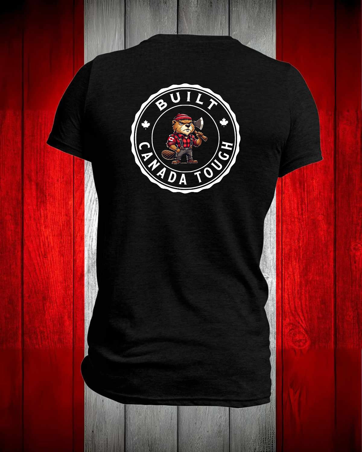 Built Canada Tough axe Male Beaver Left Chest And Back Men's Stanfield's Tee