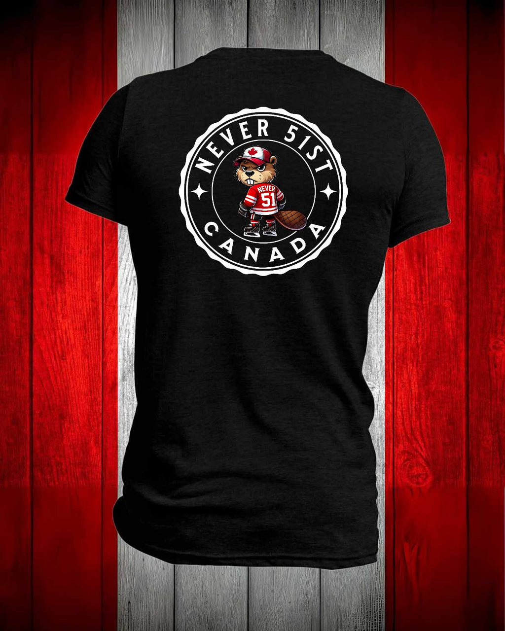 Never 51st Beaver left chest and back Men's Stanfield's Tee