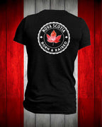 NS Born and Raised left chest and back Men's Stanfield's Tee