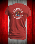 Calm Cool Canadian Beaver and Moose Left Chest and Back  Men's Stanfield's Tee