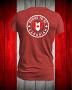Proud to be Canadian Heart Left Chest and back Men's Stanfield's Tee