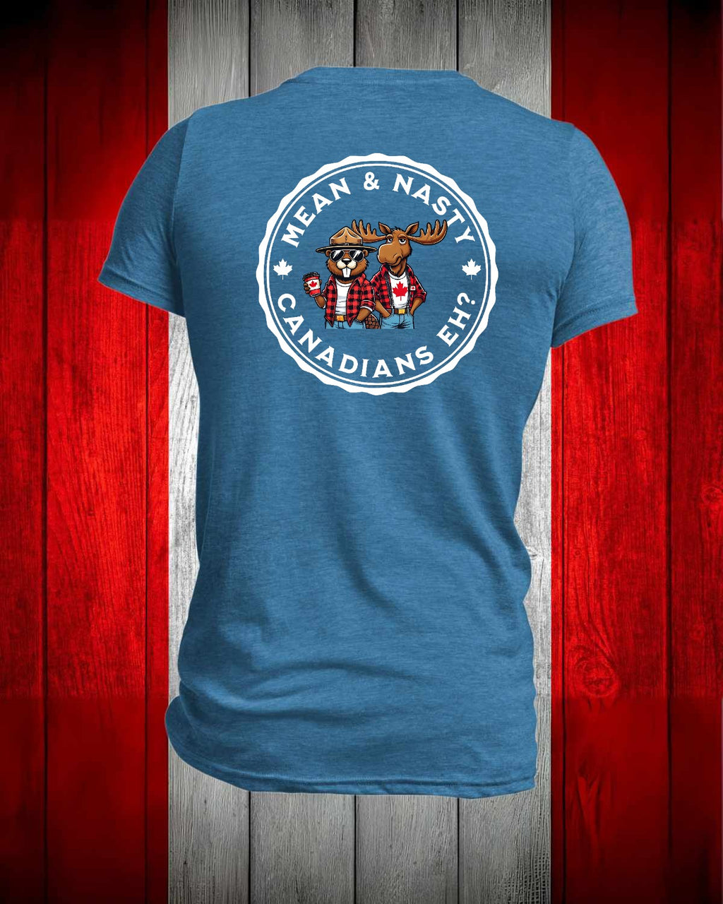 Mean And Nasty Canadian's Eh! left chest and back Men's Stanfield's Tee