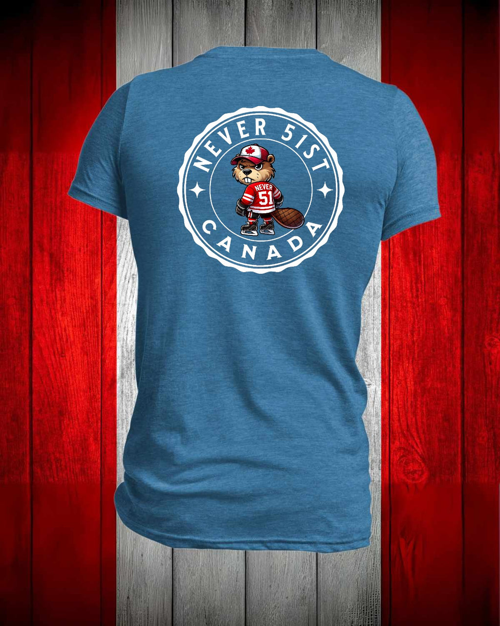 Never 51st Beaver left chest and back Men's Stanfield's Tee