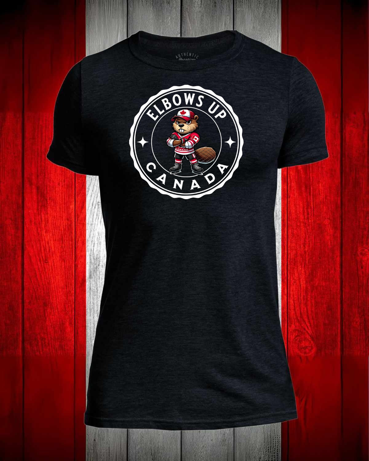 Elbows Up Beaver Full Front Men's Stanfield's Tee