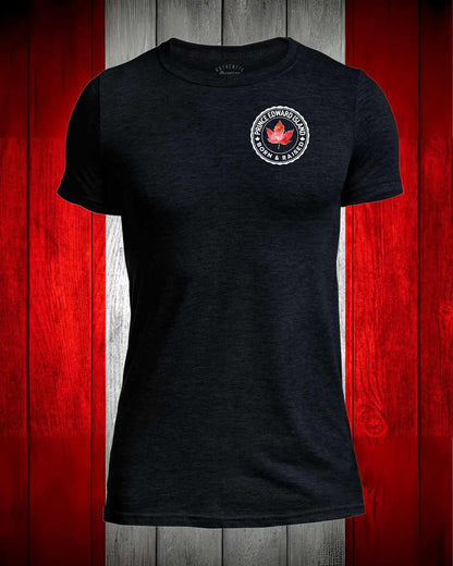 Prince Edward Island Born and Raised left chest and back Men's Stanfield's Tee