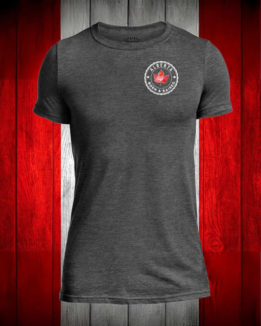Alberta Born and Raised left chest Men's Stanfield's Tee