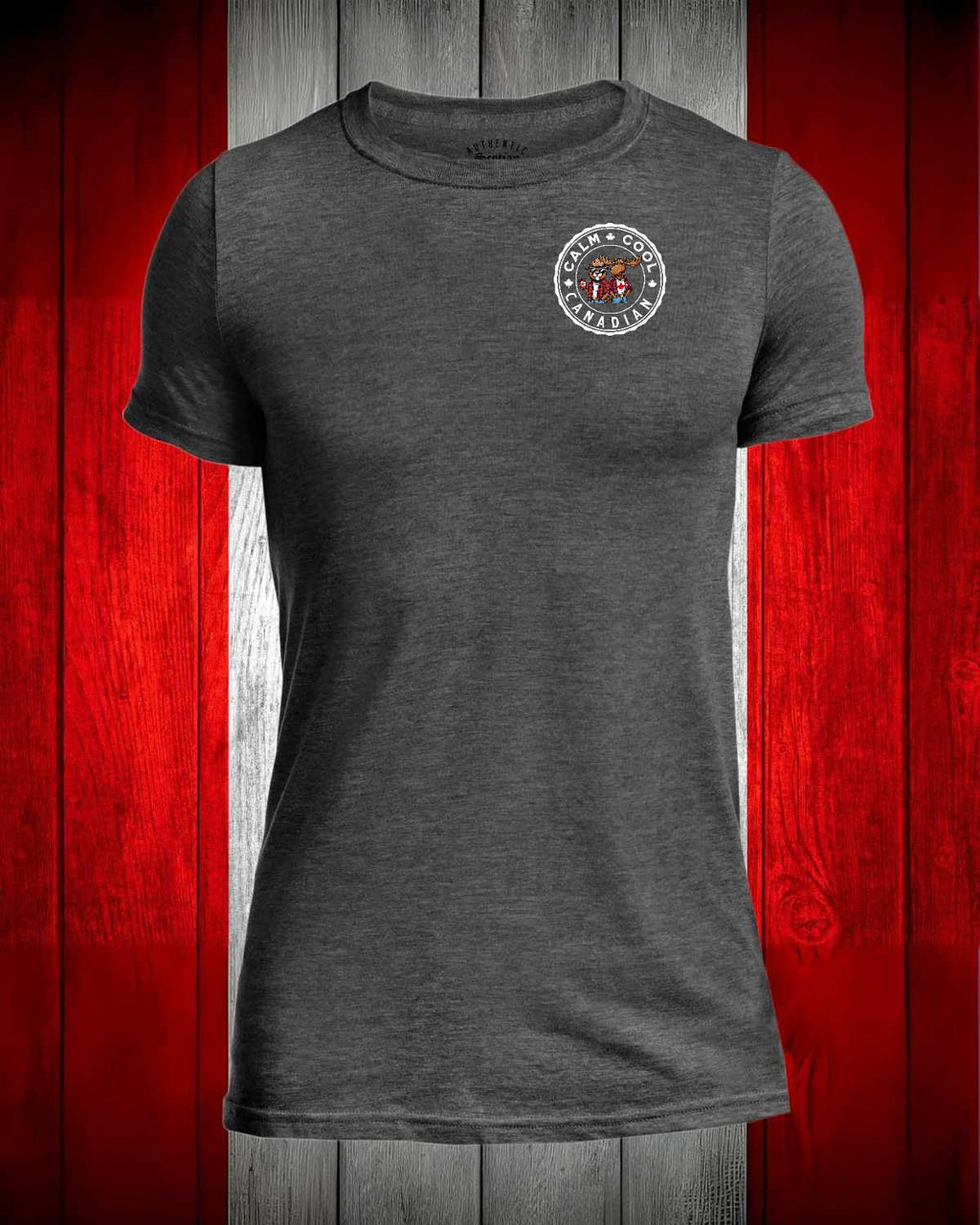 Calm Cool Canadian Beaver and Moose Left Chest and Back  Men's Stanfield's Tee