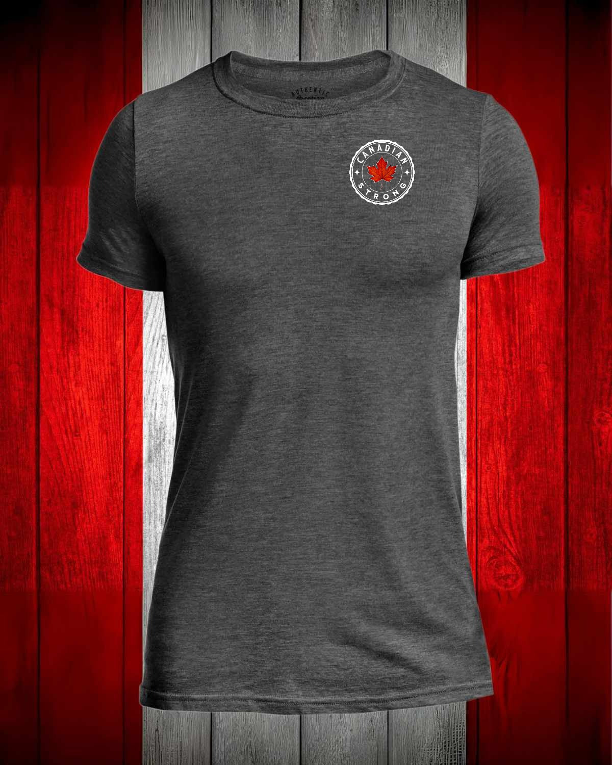 Canadian Strong Leaf left chest and back Men's Stanfield's Tee