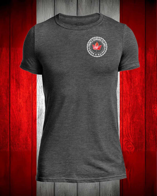 Prince Edward Island Born and Raised left chest and back Men's Stanfield's Tee