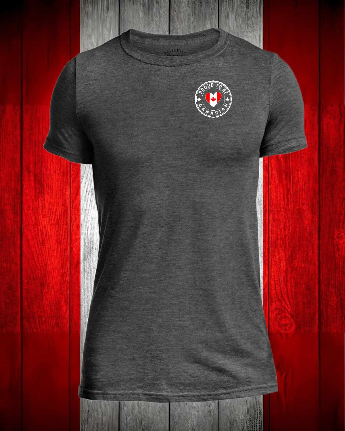 Proud to be Canadian Heart Left Chest and back Men's Stanfield's Tee