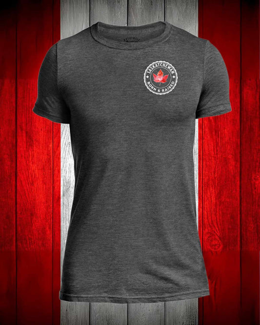 Saskatchewan Born and Raised left chest and back Men's Stanfield's Tee