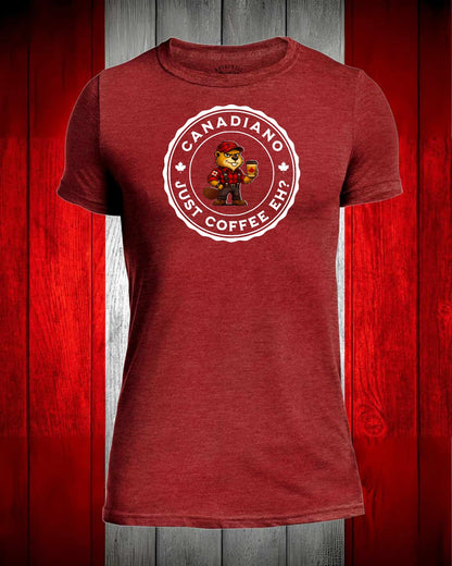 Canadiano Just Coffee Eh! Male Beaver Full Front Men's Stanfield's Tee