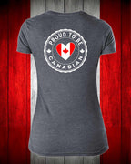 Proud to be Canadian Heart Left Chest And Back Women's V-neck Stanfield's Tee