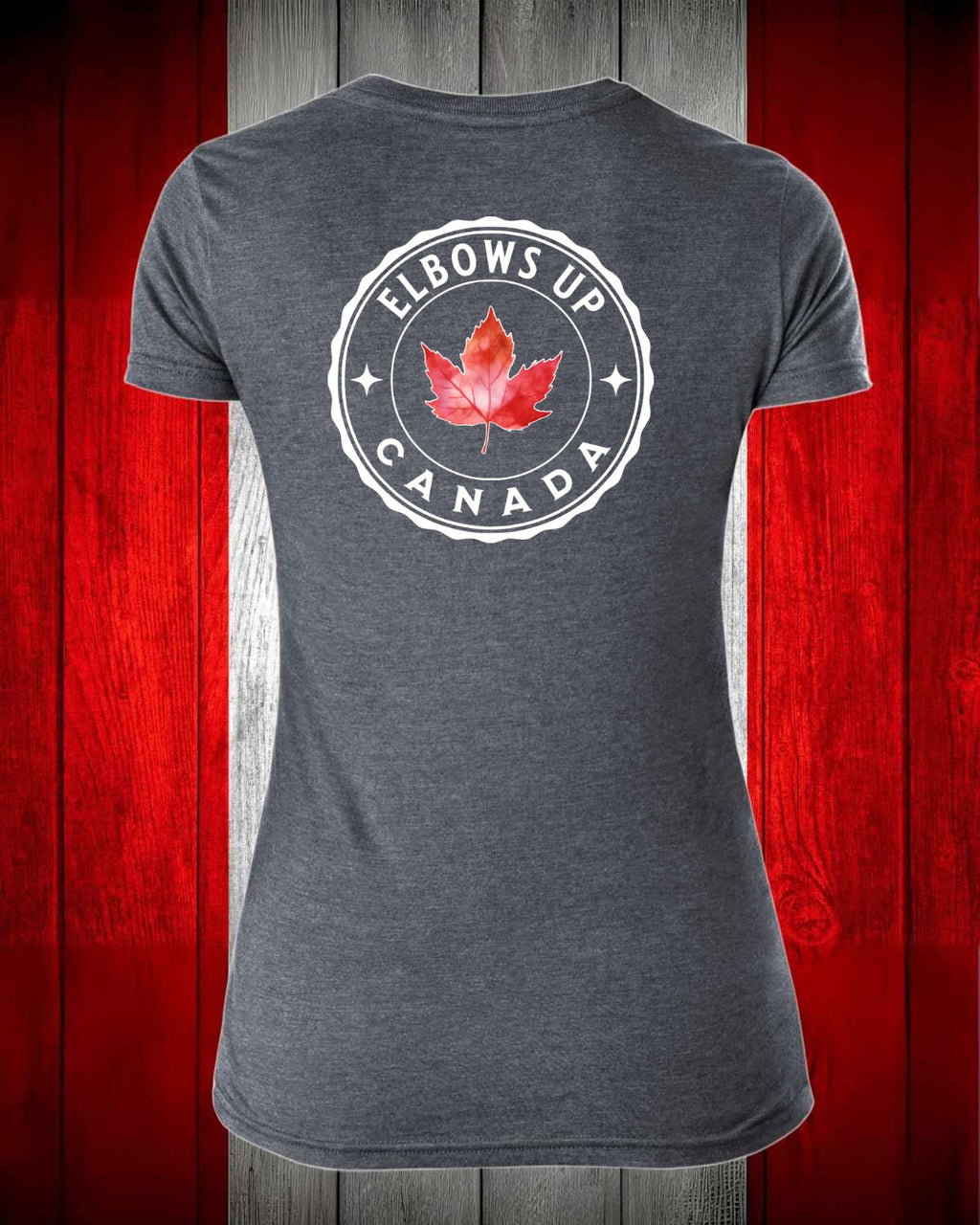 Elbows Up Leaf Left Chest And Back Women's V-neck Stanfield's Tee