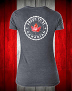 Proud to be Canadian leaf Left Chest And Back Women's V-neck Stanfield's Tee