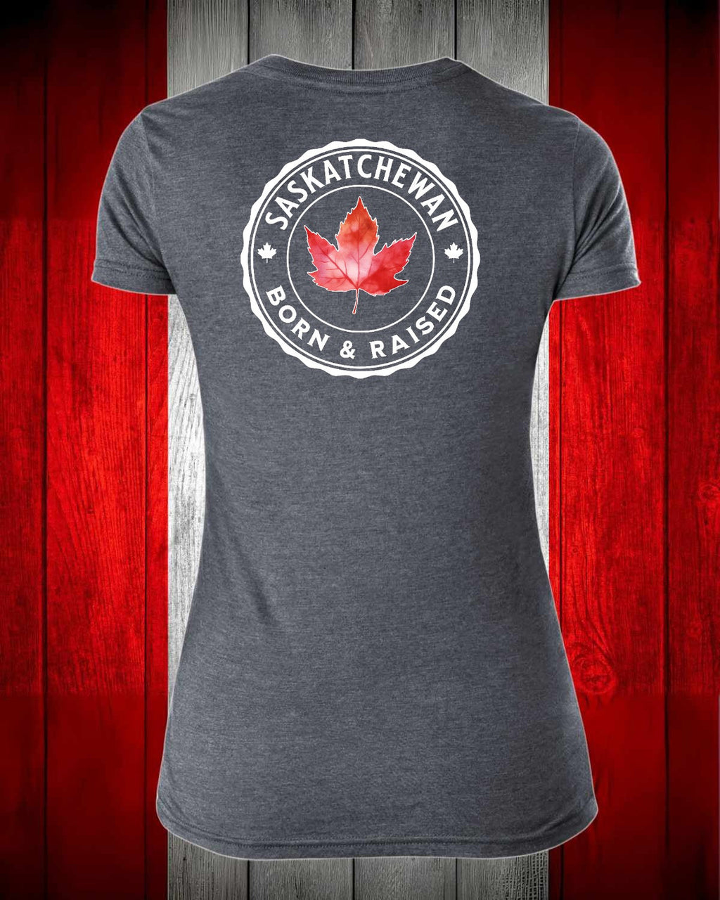 Saskatchewan Born and Raised left chest and back Women's Stanfield's Tee