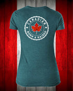 Canadian Born & Raised Left Chest And Back Women's V-neck Stanfield's Tee