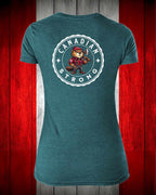 Canadian Strong Beaver Left Chest and Back Women's V-neck Stanfield's Tee