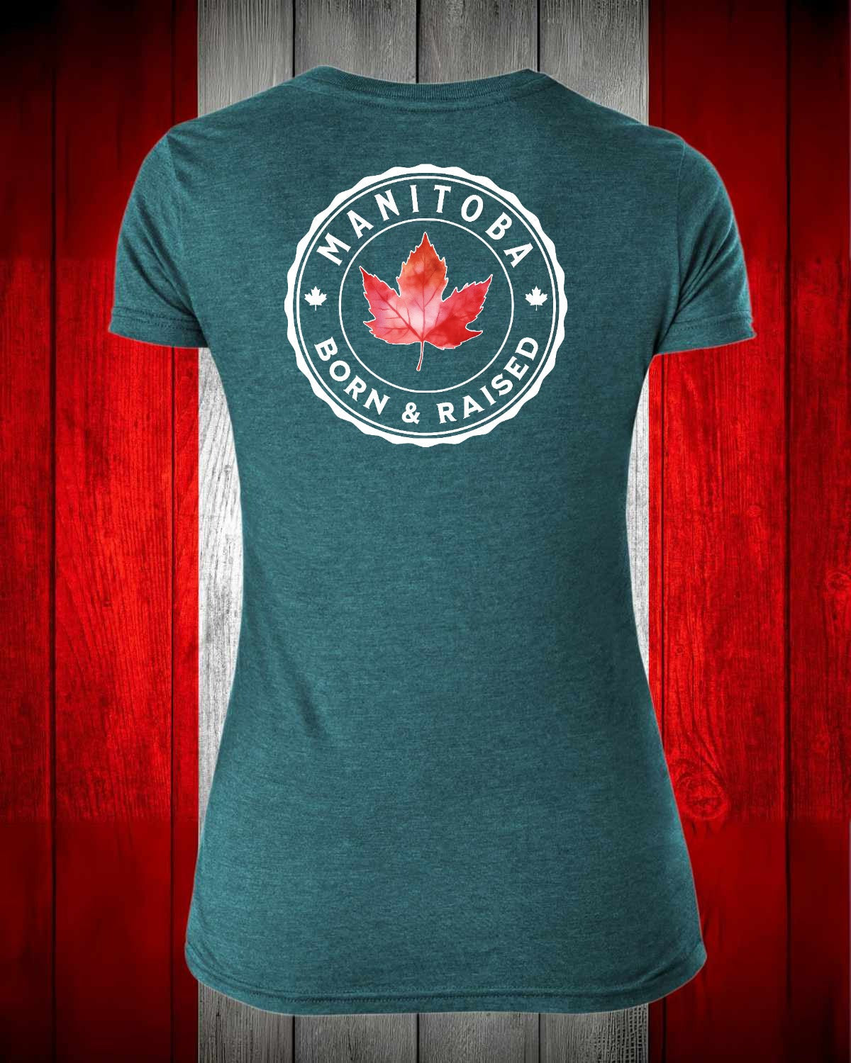 Manitoba Born and Raised left chest and back Women's Stanfield's Tee