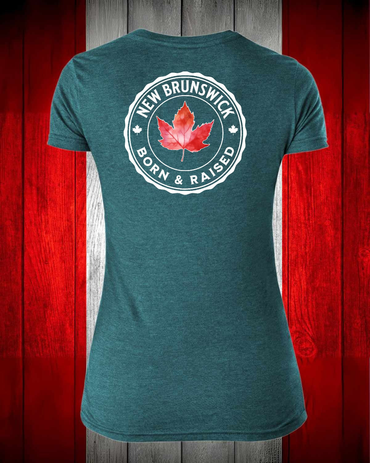 NB Born and Raised left chest and back Women's Stanfield's Tee