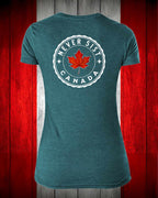 Never 51st Leaf Left Chest and Back Women's V-neck Stanfield's Tee