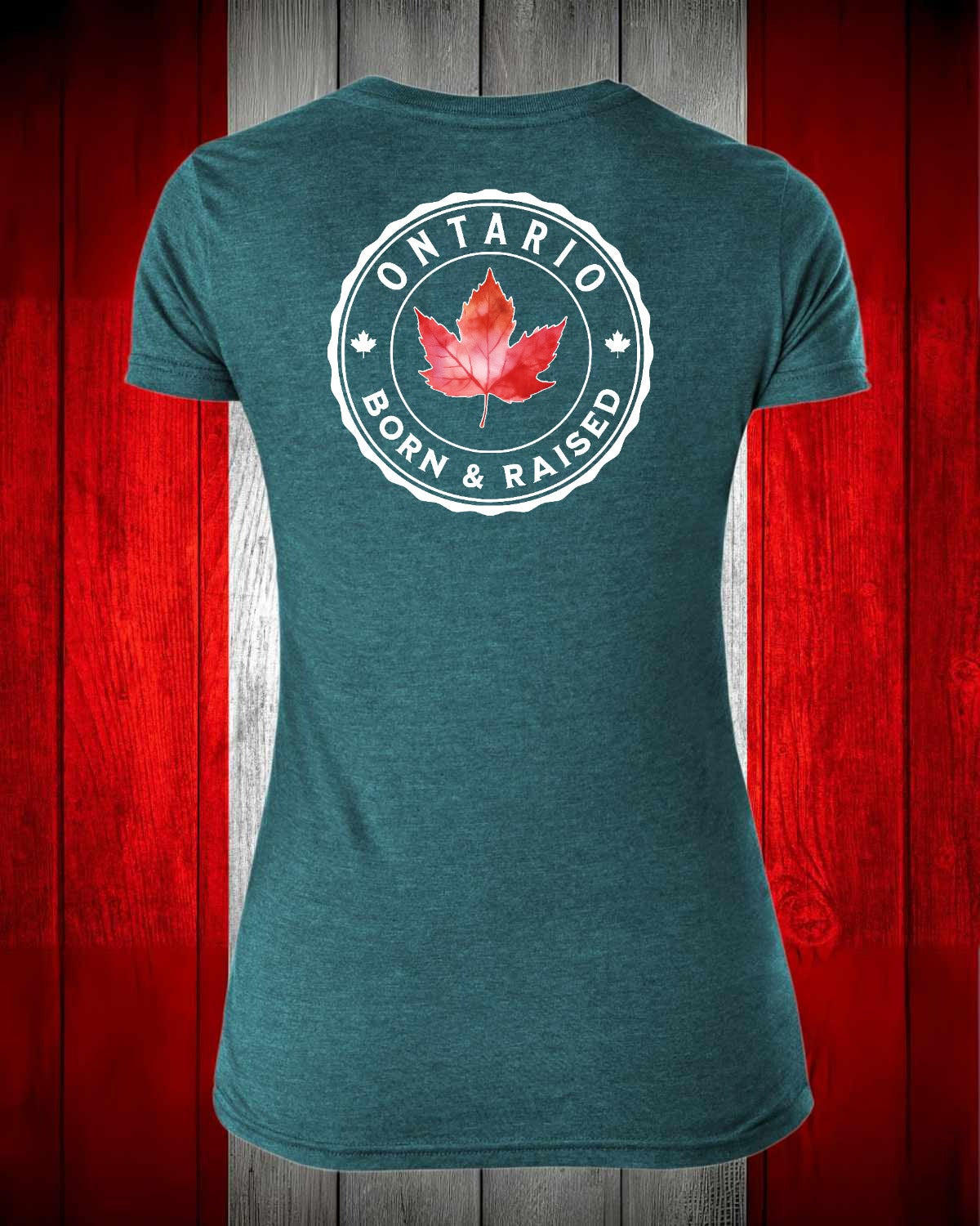 Ontario Born and Raised left chest and back Women's Stanfield's Tee