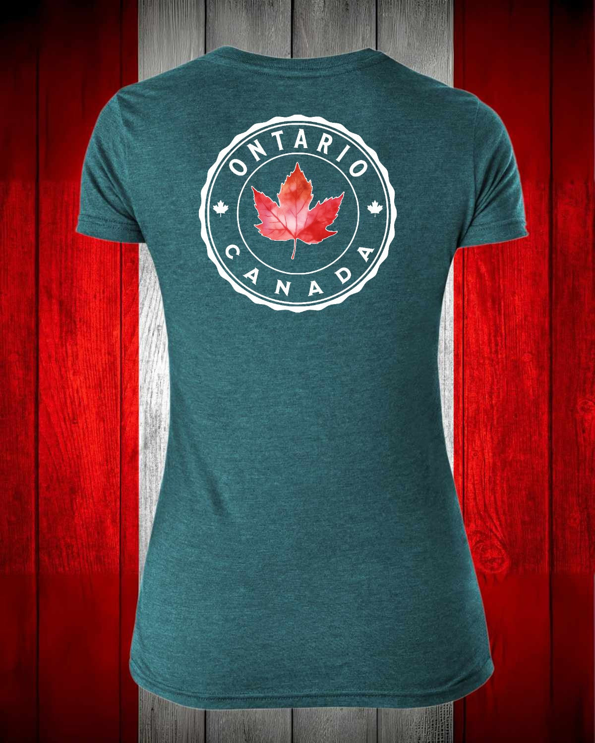 Ontario Canada left chest and back Women's Stanfield's Tee
