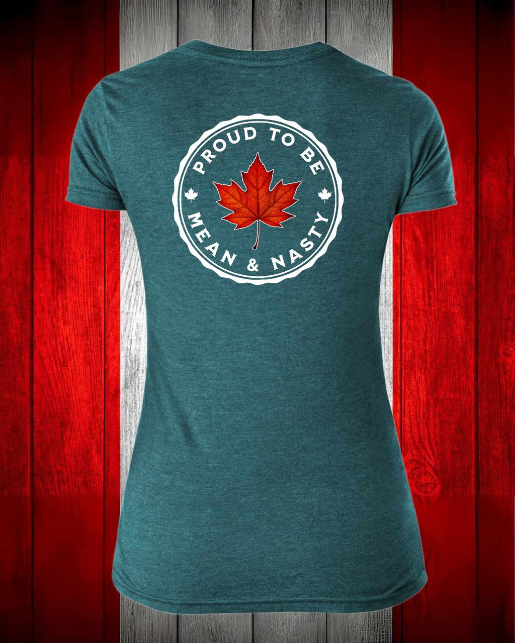Proud to be Mean & Nasty Leaf  Left Chest And Back Women's V-neck Stanfield's Tee