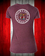 Calm, Cool Canadian Beaver and Moose Left Chest And Back Women's V-neck Stanfield's Tee