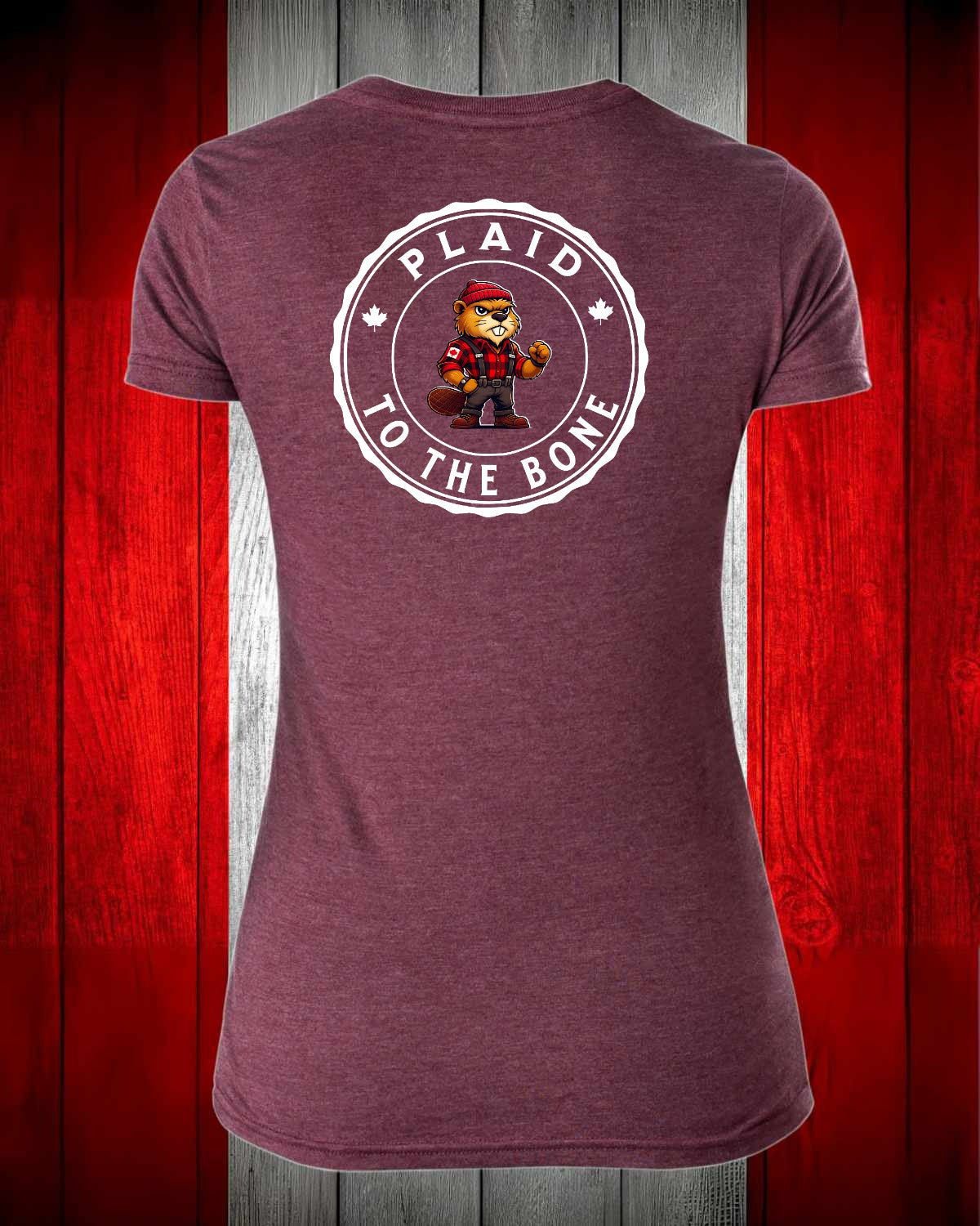 Plaid to the Bone Left Chest And Full Back Women's V-neck Stanfield's Tee