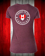 Proud to be Canadian Heart Left Chest And Back Women's V-neck Stanfield's Tee
