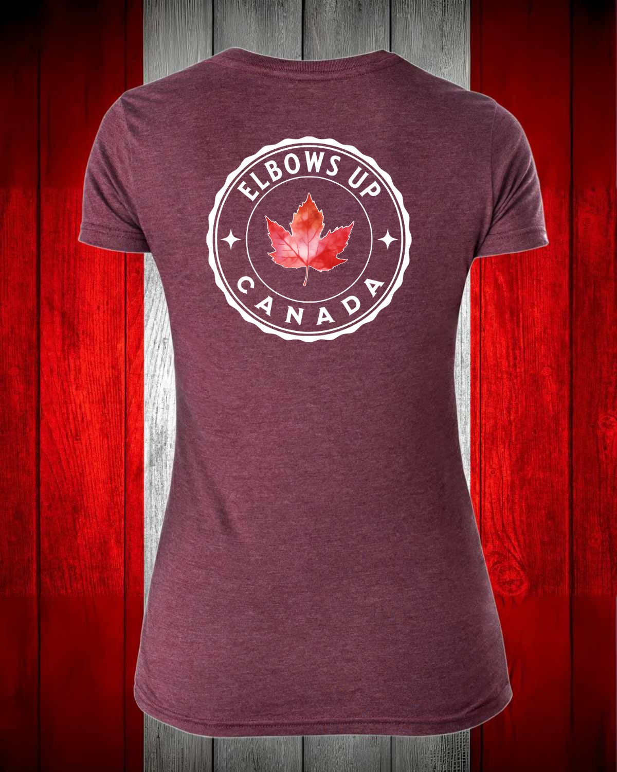 Elbows Up Leaf Left Chest And Back Women's V-neck Stanfield's Tee