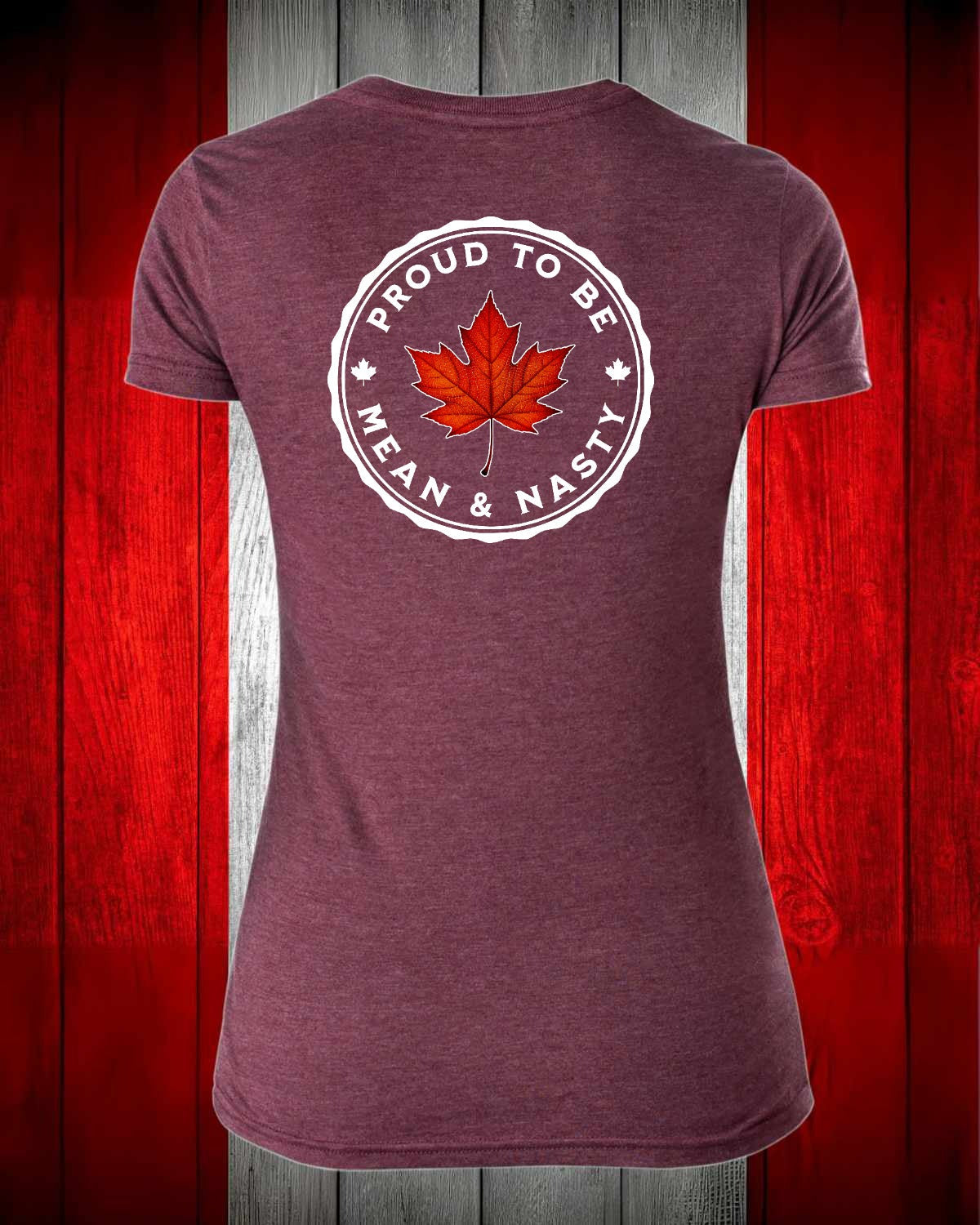 Proud to be Mean & Nasty Leaf  Left Chest And Full Back Women's V-neck Stanfield's Tee