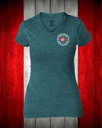 NS Born and Raised left chest and back Women's Stanfield's Tee