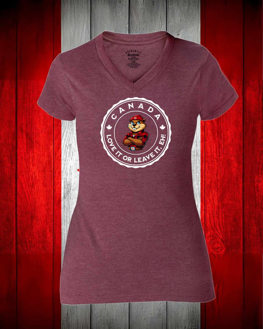 Canada Love it or Leave it eh! Full Women's V-neck Stanfield's Tee