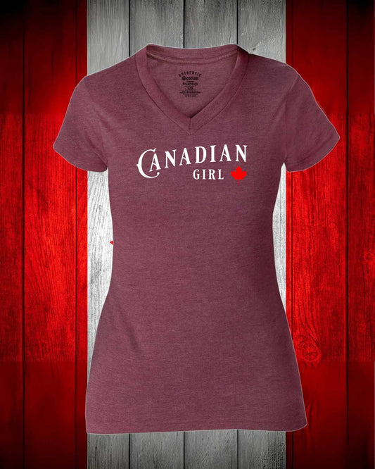 Canadian Girl Leaf Full Women's V-neck Stanfield's Tee