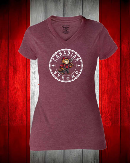 Canadian Strong Beaver Full Women's V-neck Stanfield's Tee