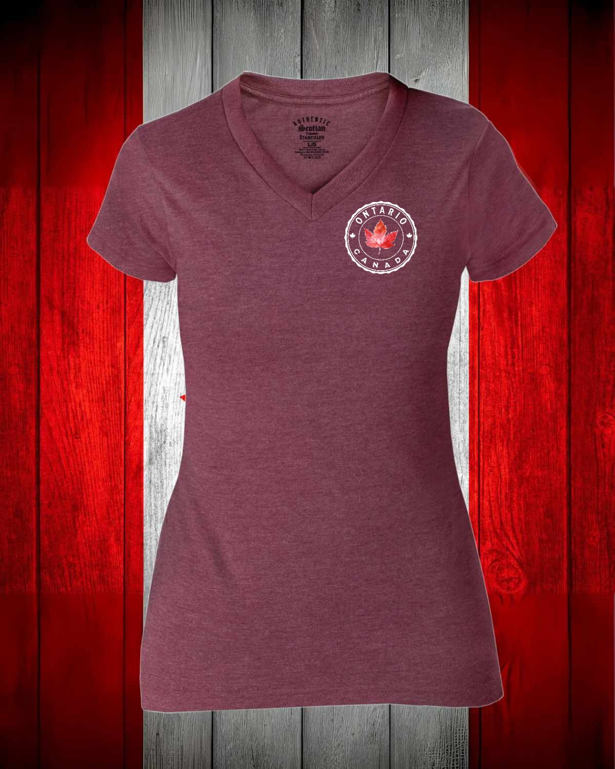 Ontario Canada left chest and back Women's Stanfield's Tee