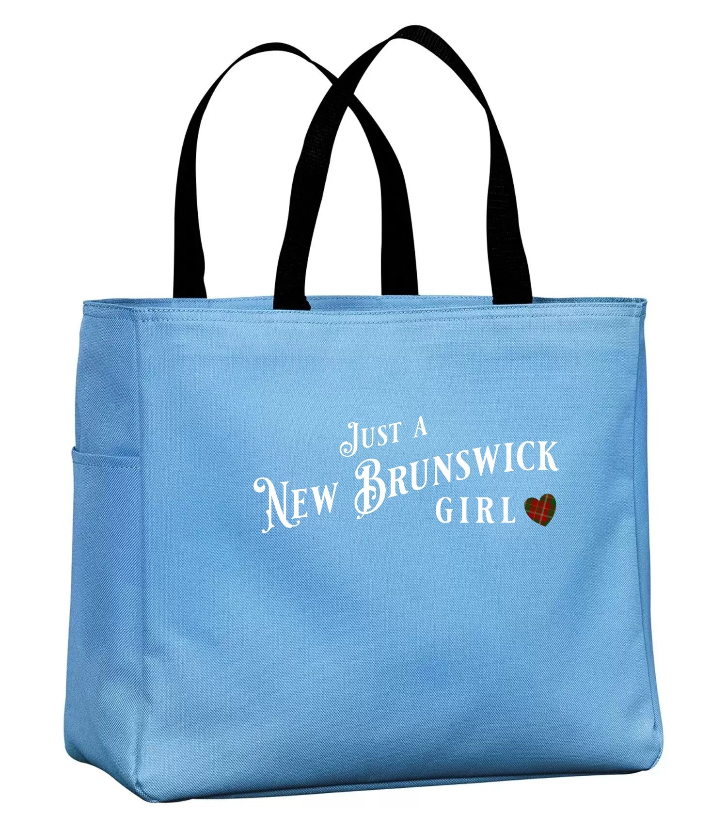 Just a New Brunswick Girl Tartan Tote Bag in Carolina Blue