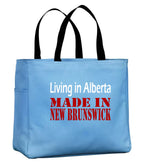 Living in Alberta Made in New Brunswick Tote Bag in Carolina Blue