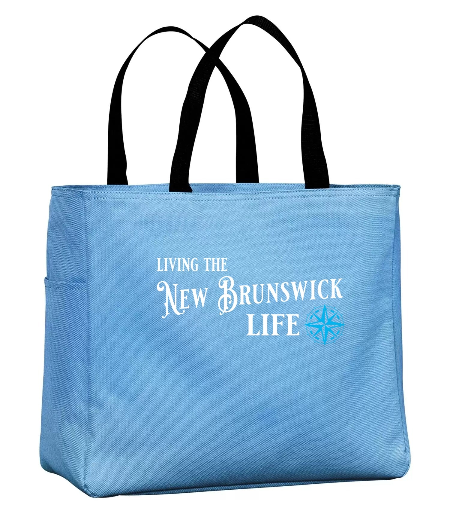 Living the New Brunswick Life Blue Tote Bag in Carolina Blue