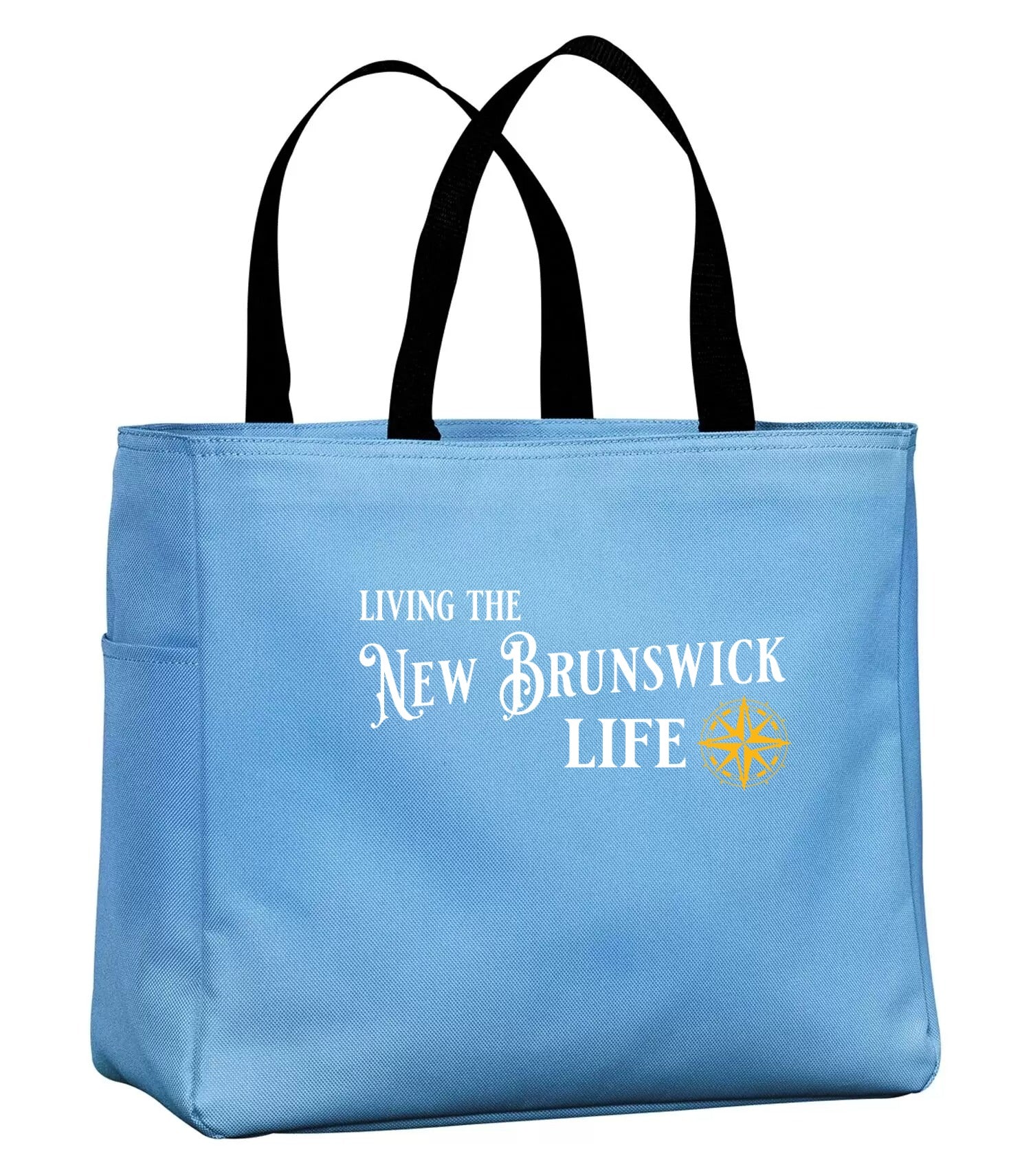 Living the New Brunswick Life Yellow Tote Bag in Carolina Blue