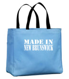 Made in New Brunswick White Tote Bag in Carolina Blue