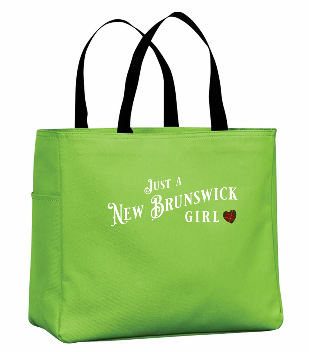 Just a New Brunswick Girl Tartan Tote Bag in Lime